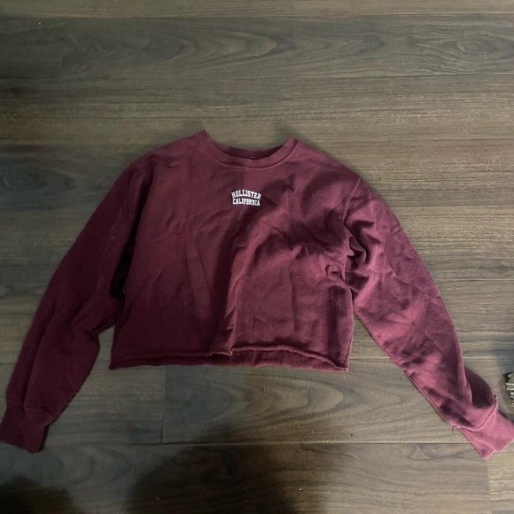 Burgundy cropped crewneck sweatshirt - Picture 1 of 3